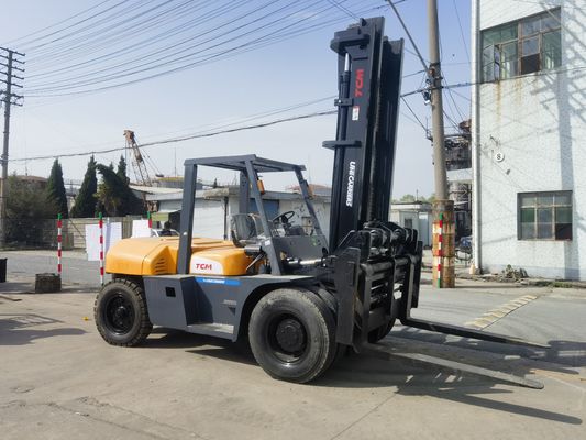 TCM FD100 10T 사용 된 디젤 포크리프트 5m 마스트 6m 높이 사이드 셔프트 10000 KG 무게