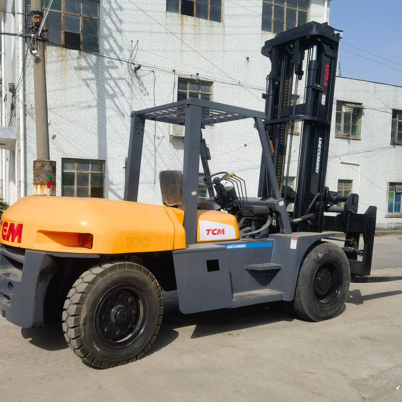TCM FD100 10T 사용 된 디젤 포크리프트 5m 마스트 6m 높이 사이드 셔프트 10000 KG 무게