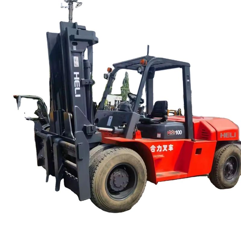 헬리 FD100 10톤 포크리프트 사용 상태 10000kg 무게 디젤 엔진 전원